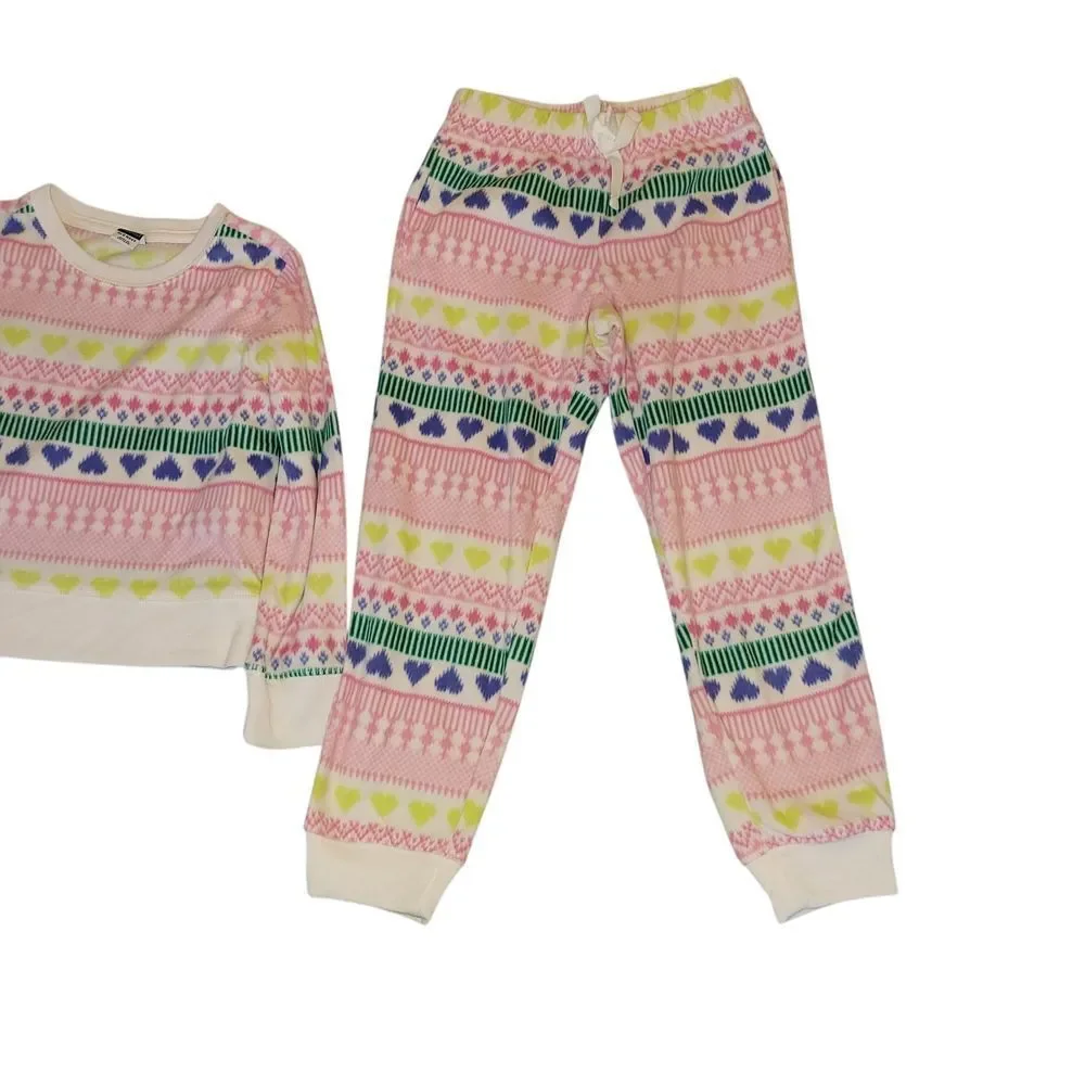 Old Navy Kids Pajama Set with Pink, Yellow, and Blue Patterns